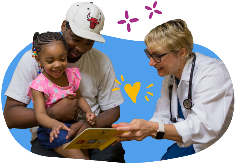 Doctor and Dad Reading with a Child