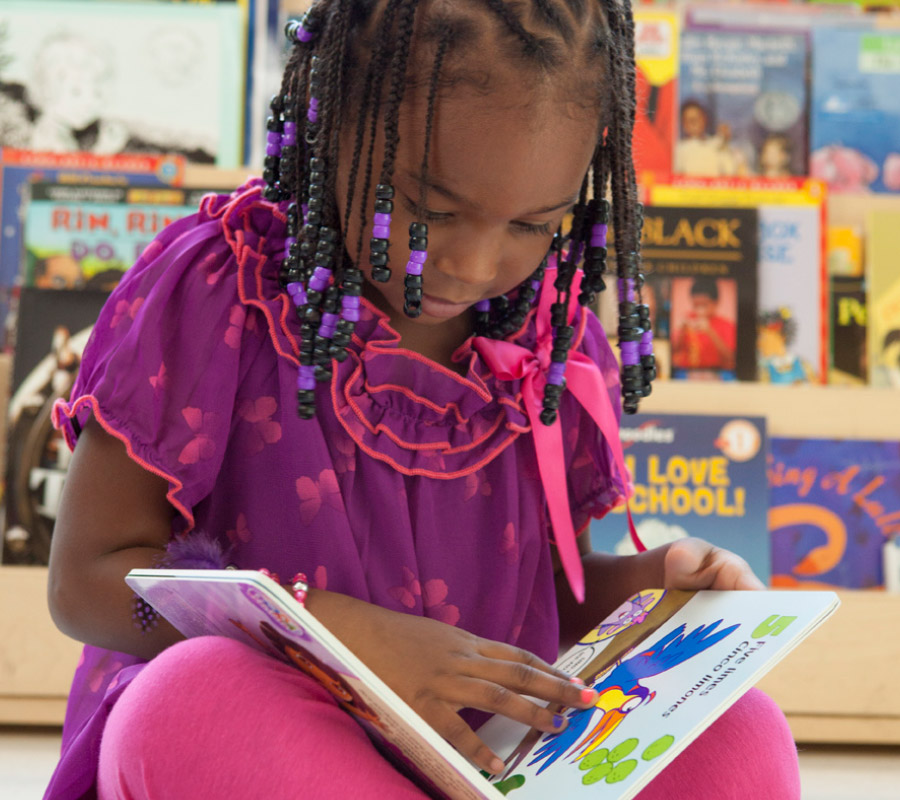 Little Girl Reading a Book